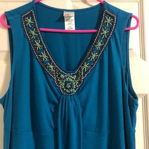 🤩Brilliant Turquoise Beaded Maxi Dress!! JMS Plus Size 18/20!!  Fits 2X/3X!🌅